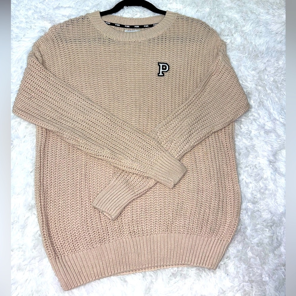 Oversized beige knit sweater from VS Pink size S